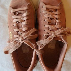 Puma suede platform shoes.